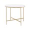 Saltoro Sherpi 24 Inch Side End Table, Rounded Marble Surface, Sleek Gold Metal Frame-